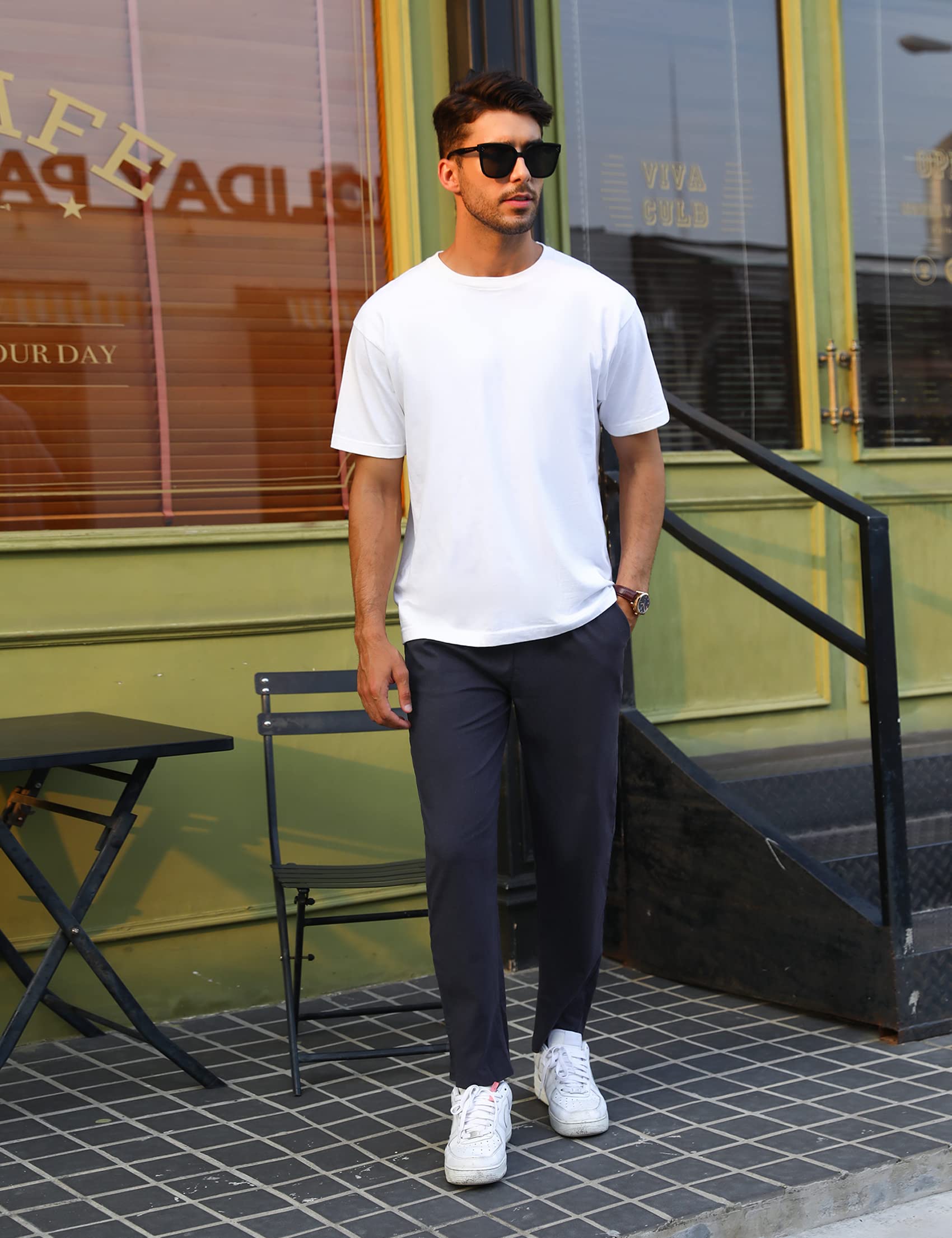 Sykooria Pantalones Hombre Casuales Lino y Algodón Pantalon Chandal Hombre Largo con Ajustable Cordón Pantalones Deportivos Hombres Cintura Elástica con Bolsillos - 3