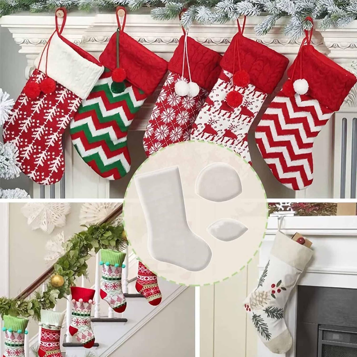 Handmade Christmas Stocking Template Set,DIY Christmas