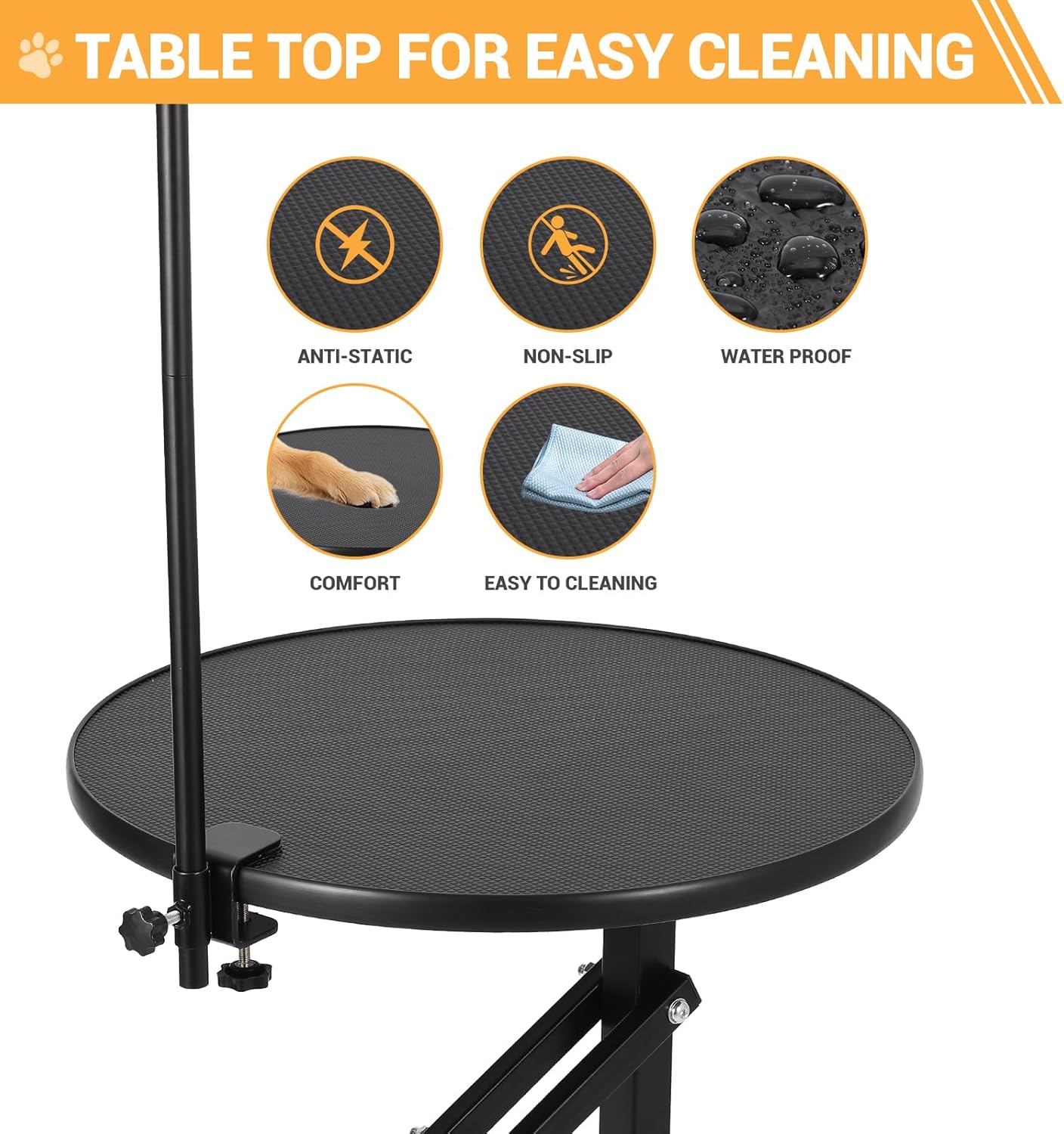 Hydraulic Lift Dog Grooming Table 24 in Rotating Desktop Pet Grooming Table for Small Dogs At Home, 360° Rotating Grooming Table, Adjustable Overhead Arm & Tool Organizer Dog Grooming Station, Black