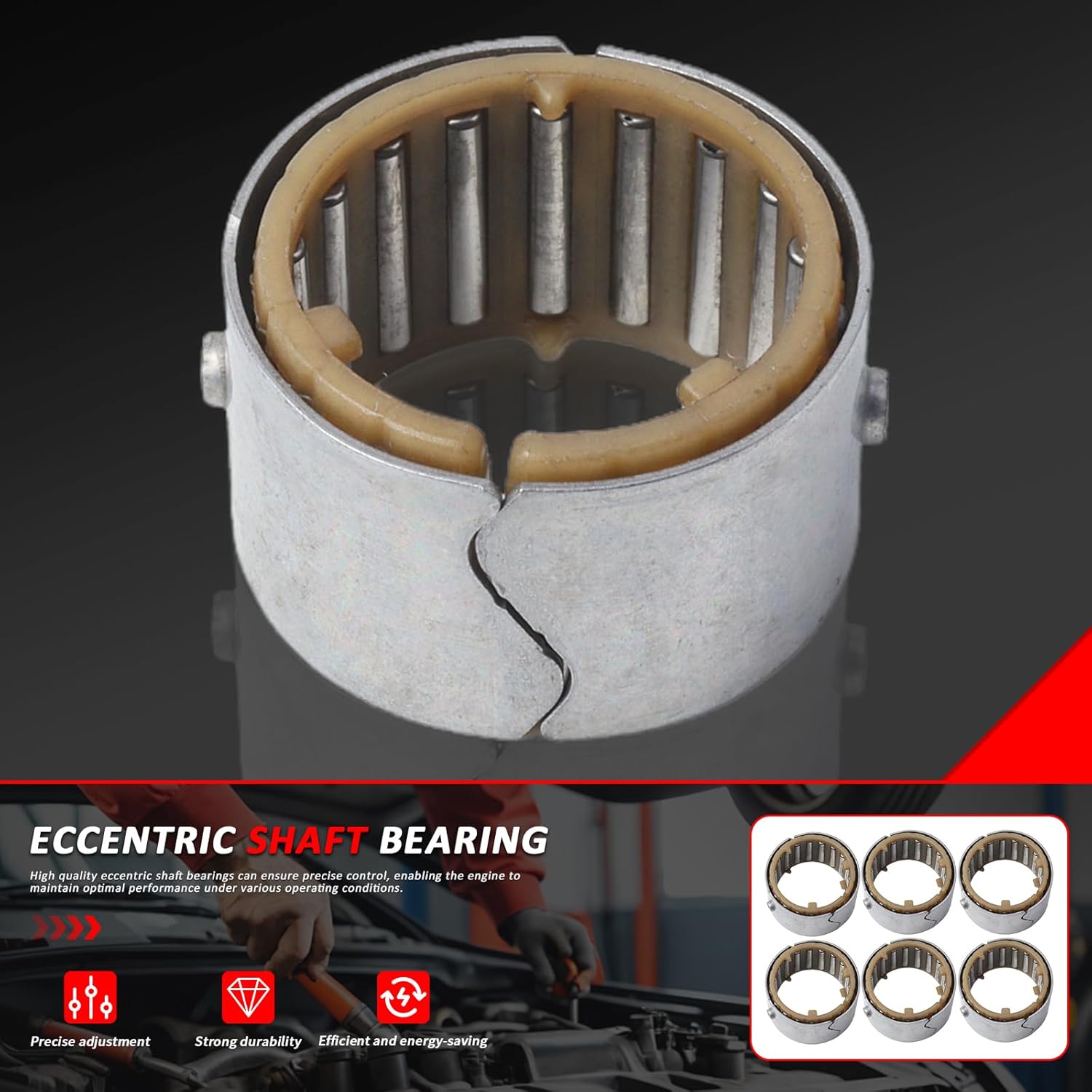 11377615379 6 Pack Needle Roller Bearings 2000-2019 for BMW 1,2,3,4,5,6,7,M3,M4,X1,X3,X4,X5,X6,Z4 Replacement # 11377615379
