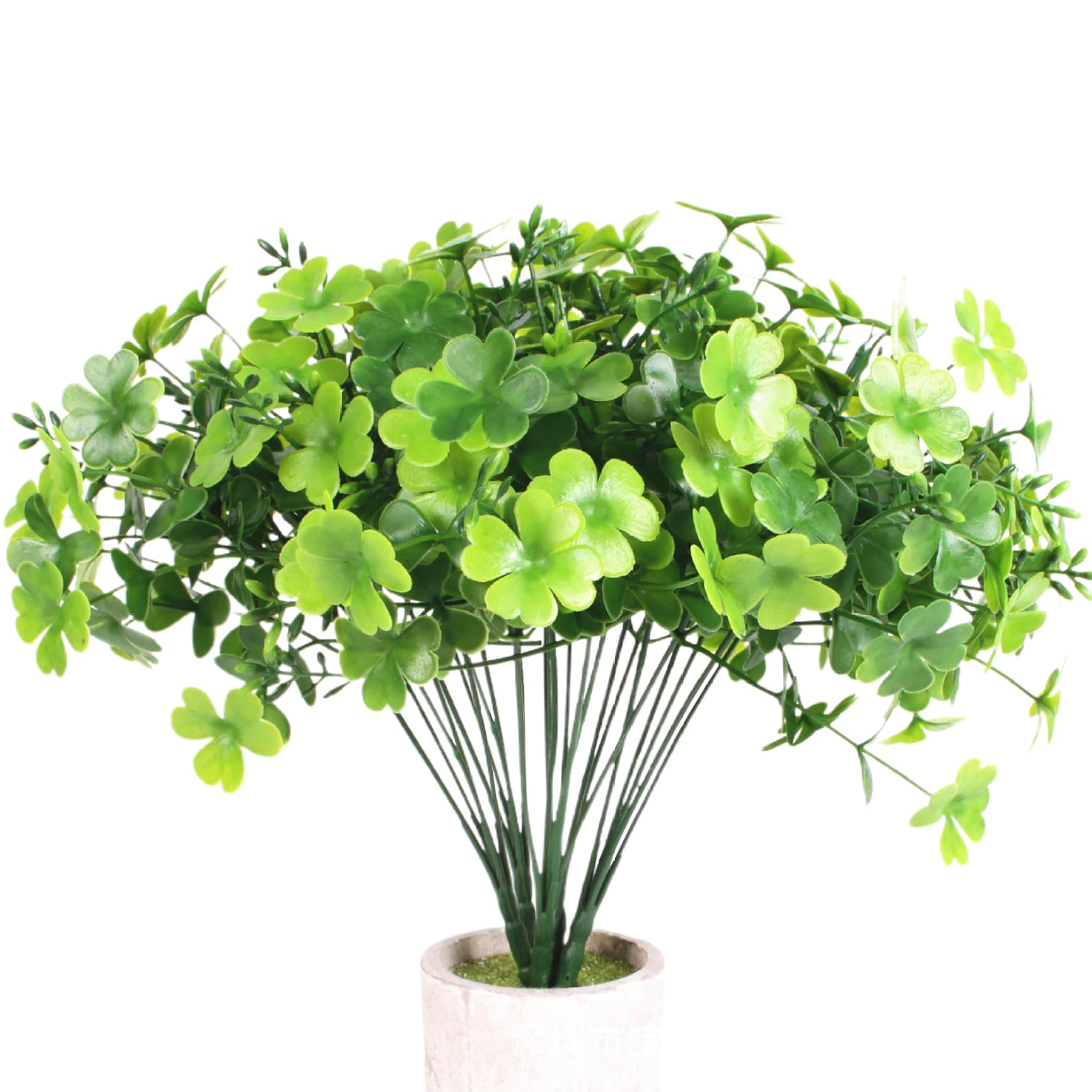 Wedhapy Shamrock Plant 5Pcs Artificial Plants, Realistic Silk Flower Bush Faux Shamrock Plant, Multi-Functional Faux Flower for Front Porch, Walkway, Patio, and Garden