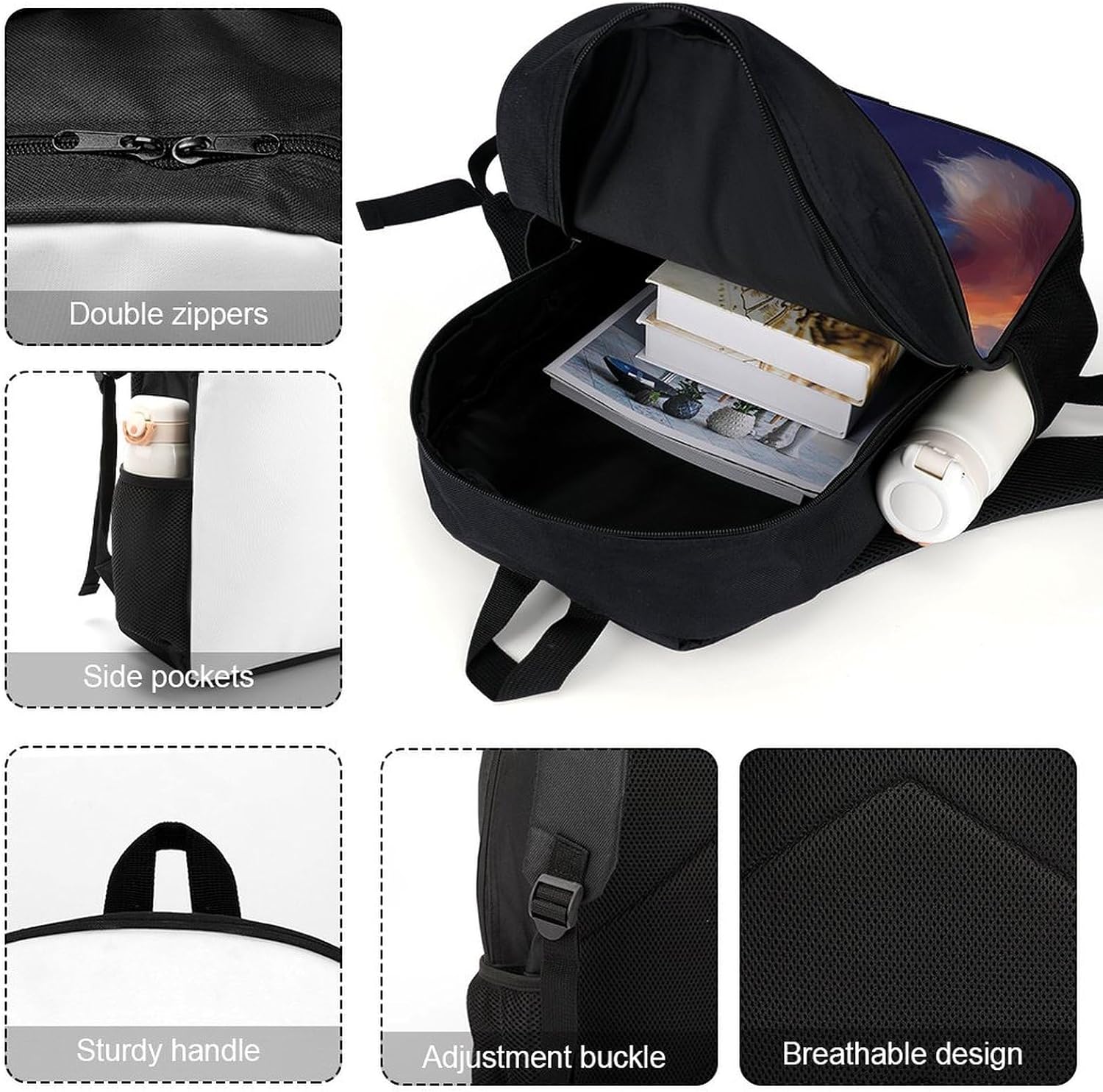 Fox Fantasy Laptop Backpack for Men Women 17 Inch Shoulder Bag Travel Daypack