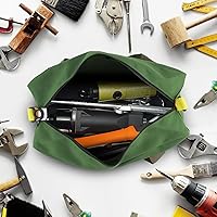 Vista 3 de 12 Inch Small Tool Bag, Canvas Tool Storage Bag, Large Capacity Multipurpose Zipper Soft Tote Organizer Pouch, for Electrician, Plumbing