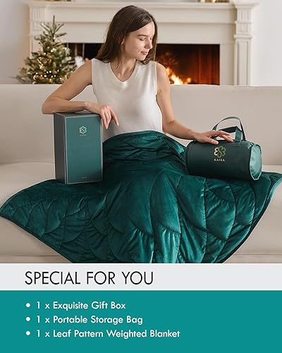 Miniatura 7 de Kaisa Manta con peso de 7 libras, 41 x 53 pulgadas, acogedora manta pequeña de terciopelo de cristal de lujo para adultos, manta portátil con peso