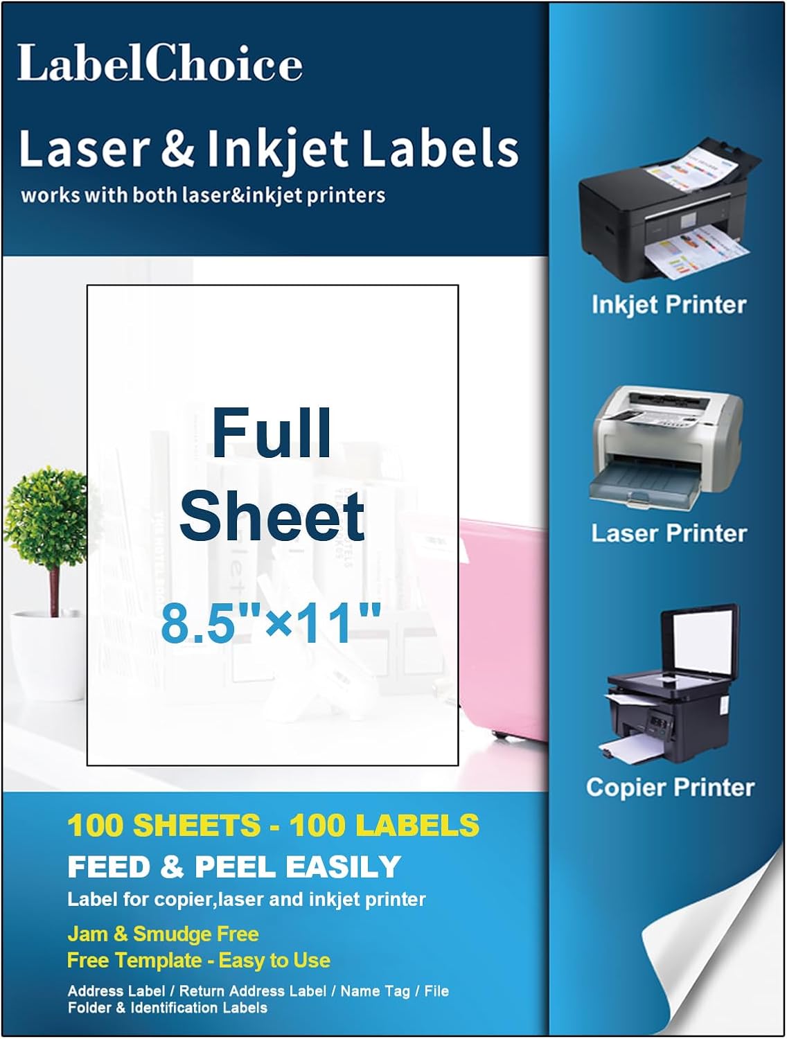 Condition photo showing New/Like New for Full Sheet Shipping Labels 8.5 x 11 for Laser & Inkjet Printers, 100 Sheets 100 Labels Self Adhesive Full Sheet 8 1/2x11 Labels, Mailing Label Sheets for Printer, Full Page Shipping Labels 8.5"x11"-100 Labels