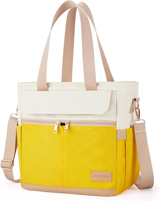 JOYHILL Lunch Bag for Women, Leakproof Insulated Lunch Box with Shoulder Strap, Adult Reusable Lunch Cooler Tote Bags for Work Picnic Camping School Beach, Yellow