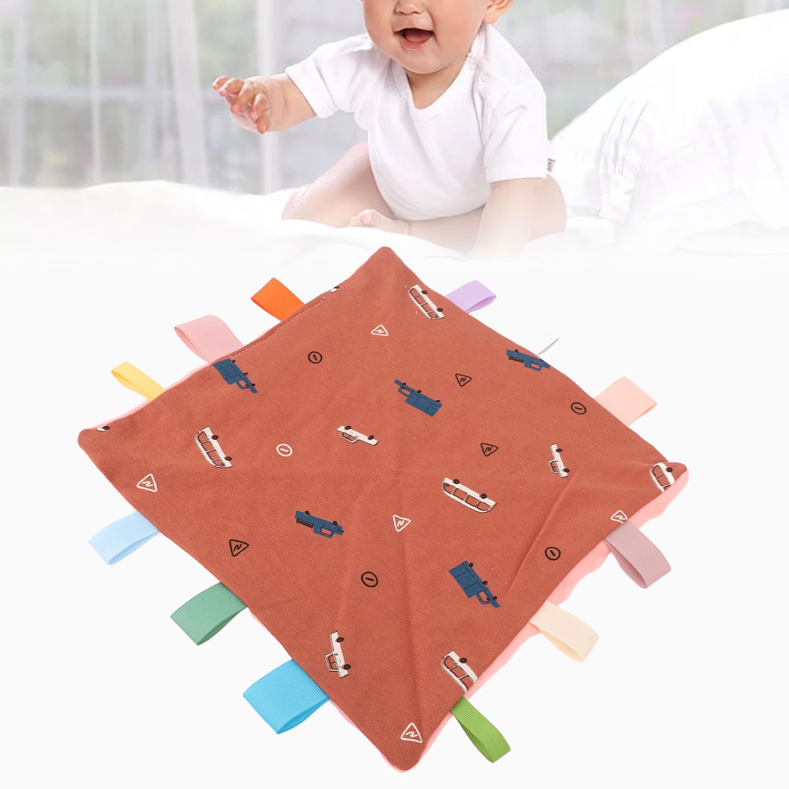 Couverture Confortable Pour Bébé, étiquettes Pour Bébé Pour Le Développement Sensoriel, Couverture De Sécurité En Coton, Douce Pour La Peau, Pour Les Voyages, 2 Pièces (Rose