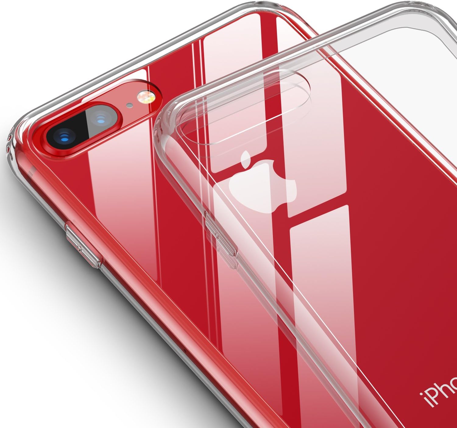 RANVOO iPhone 8 Plus Case, iPhone 7 Plus Case,Clear Thin Slim Soft Silicone Bumper Case Transparent Hard Protective 9H Tempered Glass Shockproof Cover iPhone 8 Plus and iPhone 7 Plus-Clear