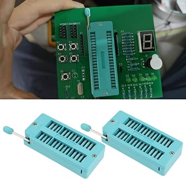 4pcs 28 Pin IC Test ZIF Socket 2.54mm Pitch DIP Board Socket Integrated Circuit IC Socket for Microcontroller Chip Breadboard Program IC's