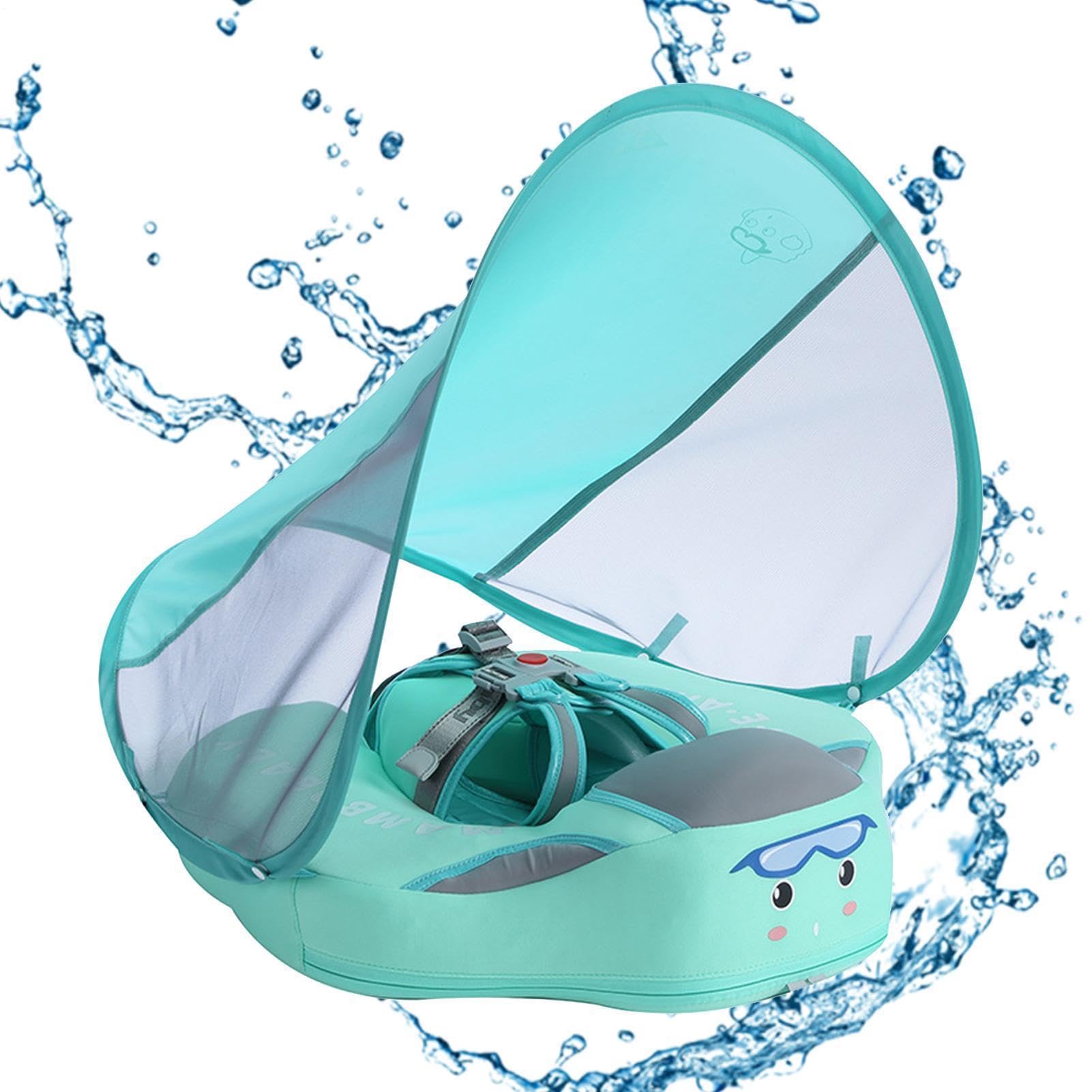 Flotador para Bebé con Sombrilla Flotadores para Niños Pequeños Antivuelco | Antivuelco Con Sombrilla Protectora Desmontable Para Viajes De Verano, Lagos Y Bañeras Exteriores - Para Bebés De 3 A 24