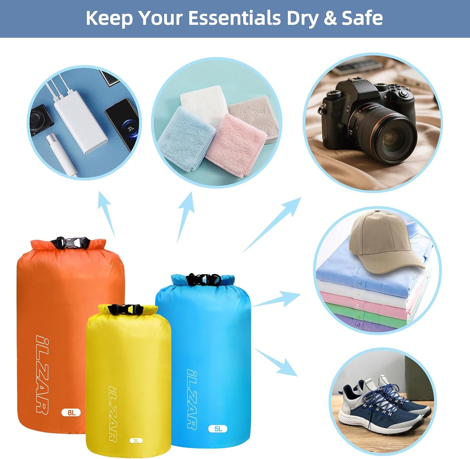 6PCS Dry Bags Waterproof, Lightweight Dry Bags for Kayaking Waterproof，Outdoor Waterproof Bag for Kayaking Hiking Boating Camping image 3