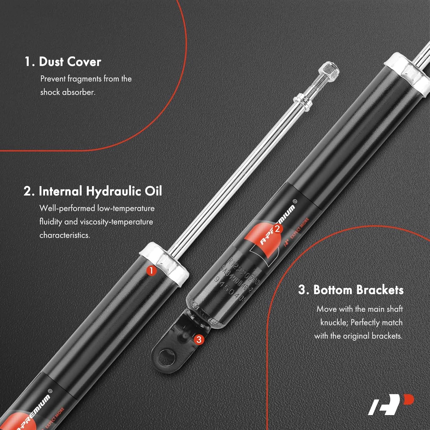 A-Premium Rear Shock Absorbers Compatible with Hyundai Elantra 2009-2012, Hatchback, 2-PC Set
