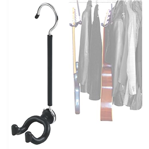The Guitar Hanger: Store the guitar compactly in a cabinet and locker room - fits almost any neck head - quick instrument exchange - black