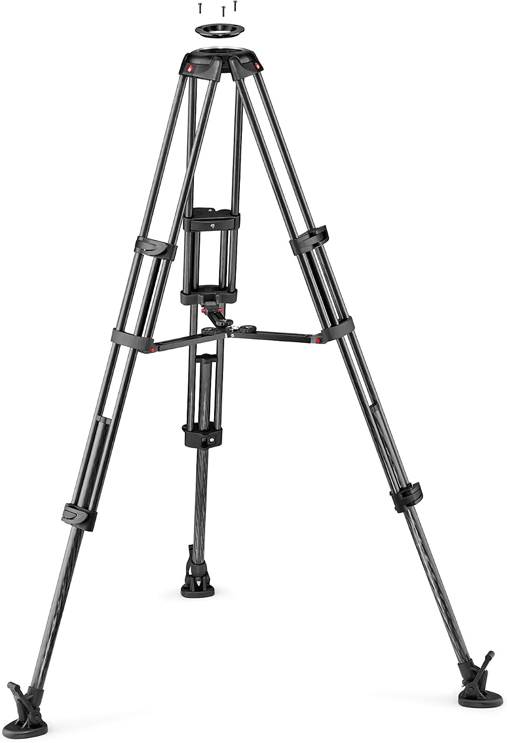 Manfrotto Twin Carbon Fibre Video Tripod with Mid Level Spreader and 75 mm/100 mm Bowl for Video Heads MVTTWINMC