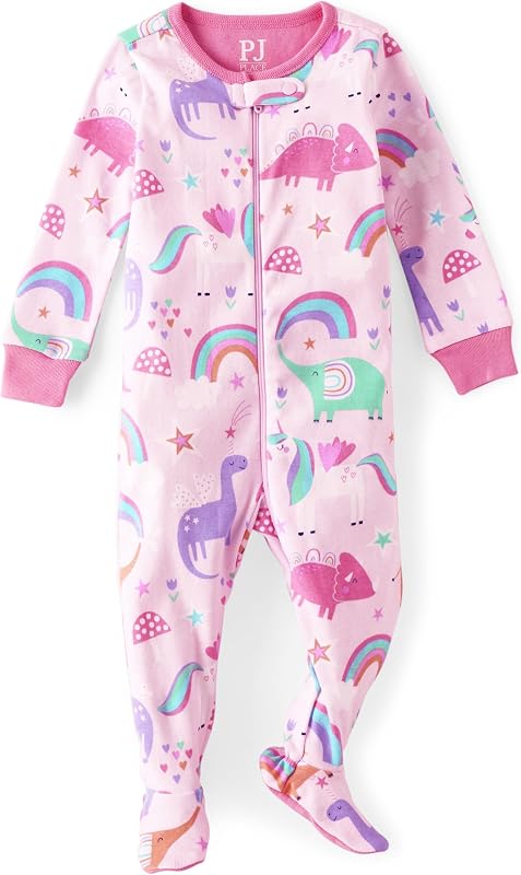 The Children's Place Baby Girls And Toddler Snug Fit 100% Cotton Zip-front One Piece Footed Pajama