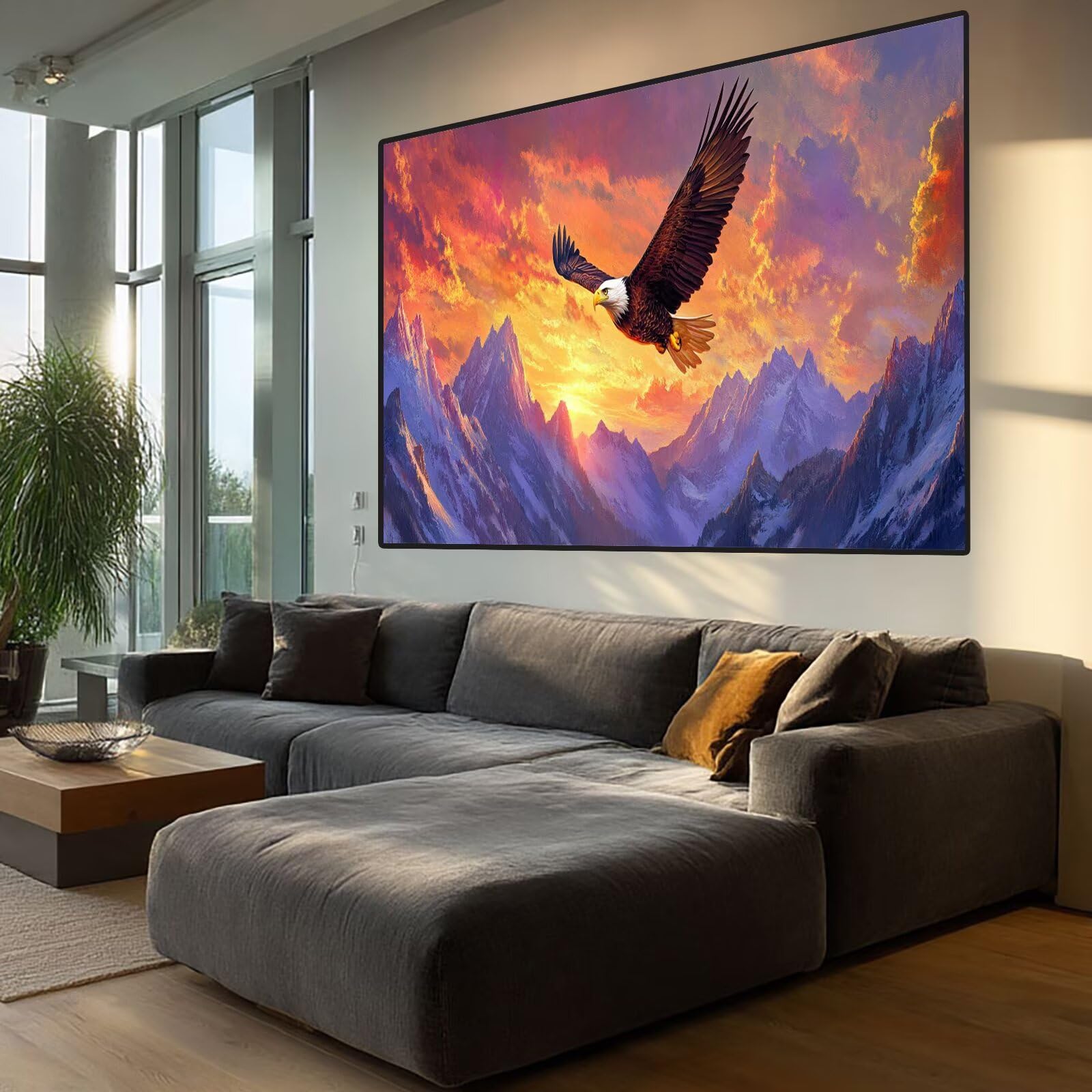Eagle Diamond Art Snow Mountain Diamond Painting Arts and Crafts for Adults,5D Diamont Painting Kits Adults Crysta Cross Stitch Pictures, DIY Zestaw do haftowania dla początkujących, dekoracja ścienna