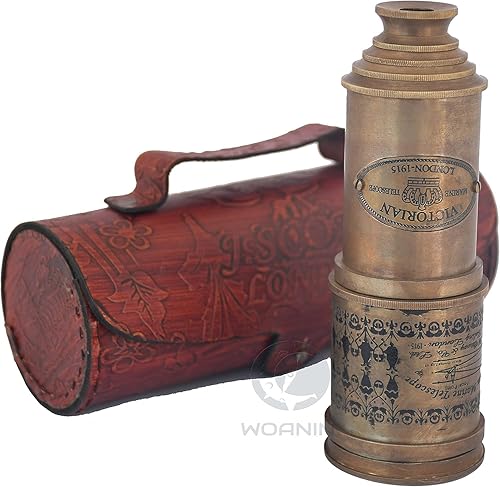 Miniatura 6 de Telescopio antiguo 1915 London Brass Maritime 15x Vintage Pirate Spyglass Telescopio - Telescopio pirata funcional de latón y visión clara de 18
