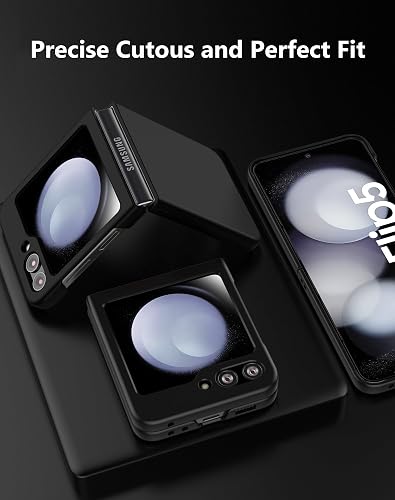 Cresee Coque Compatible avec Samsung Galaxy Z Flip 5 (2023) Housse Polycarbonate Rigide Étui Coque de Protection Mince pour Z Flip5, Noir - 3