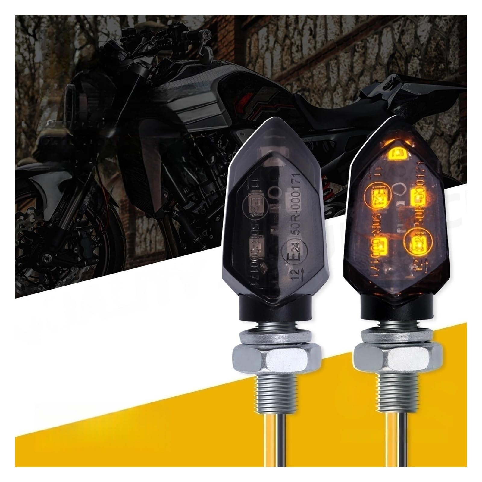 Intermitentes Motocicleta 4 Uds 5LED 12V Motocicleta Mini Luz LED De Intermitente Indicadores Lámpara Ámbar Intermitente Componentes Accesorios