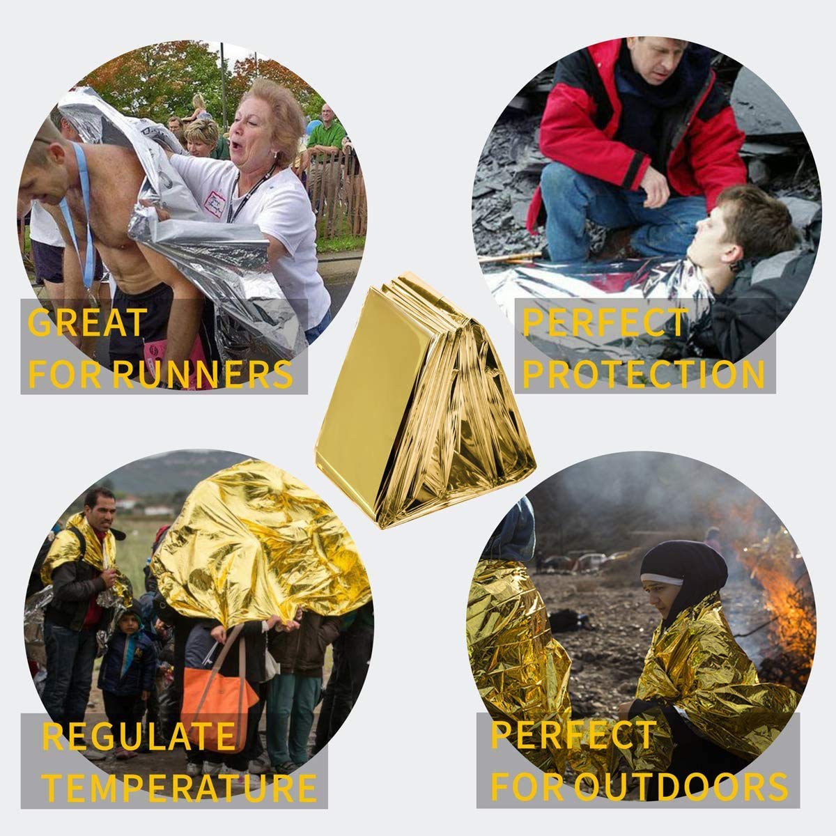 Couverture De Survie D'urgence Multifonction 160x210 Cm - Lot De 5 - Camping Randonnée Premiers Secours - Argent