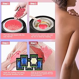 Auperwel Wax Beads for Hair Removal 1.1 lb (17.6 oz), Hard Wax Beads for Sensitive Skin - Brazilian, Face, Bikini, Legs, Eyebrow, Painless Waxing Beads Kit for Women Men, 5 Packs with 10 Wax Sticks