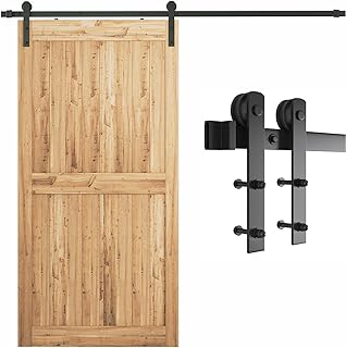 SMARTSTANDARD 7.5ft Barn Door Hardware Kit, Sliding Door Hardware, Heavy Duty, Smooth & Quiet, Easy to Install, Fit 42"-45" Wide Door Panel (I Shape Hanger)