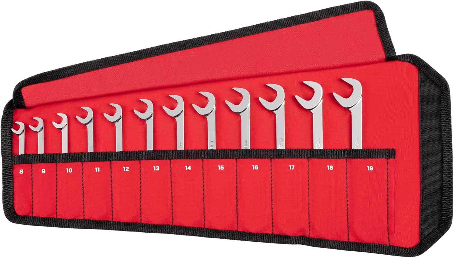 TEKTON Angle Head Open End Wrench Set with Pouch, 12Piece (819 mm