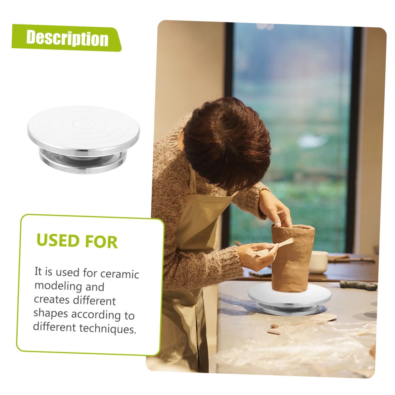 Operitacx Plato Giratorio de Aleación de Aluminio para Cerámica, Herramienta Práctica y Conveniente para Hacer Manualidades Arcilla en Artesanía