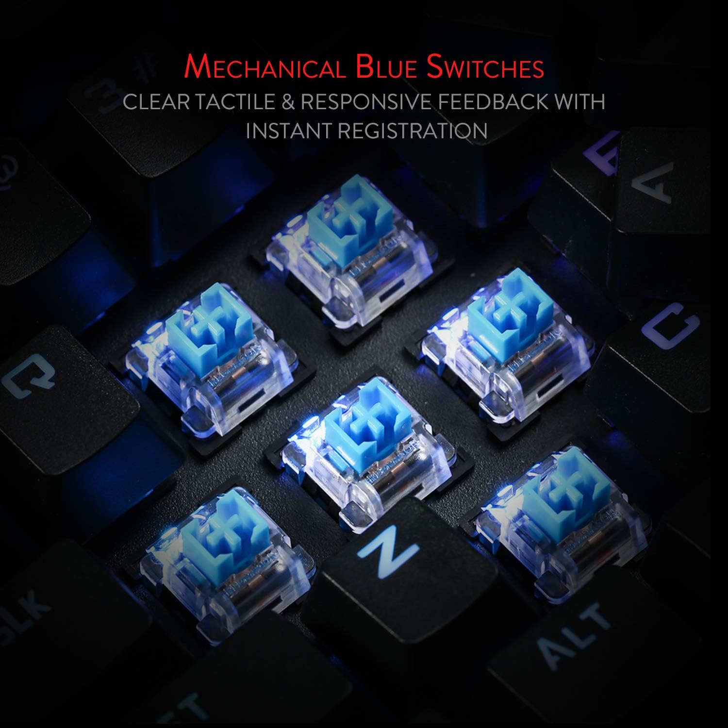 Redragon K587 Magic-Wand 87 Keys Compact RGB TKL Mechanical Gaming Keyboard, Type-C Keyboard with 9 Onboard Macro Keys, Detachable Wrist Rest, Blue Switches