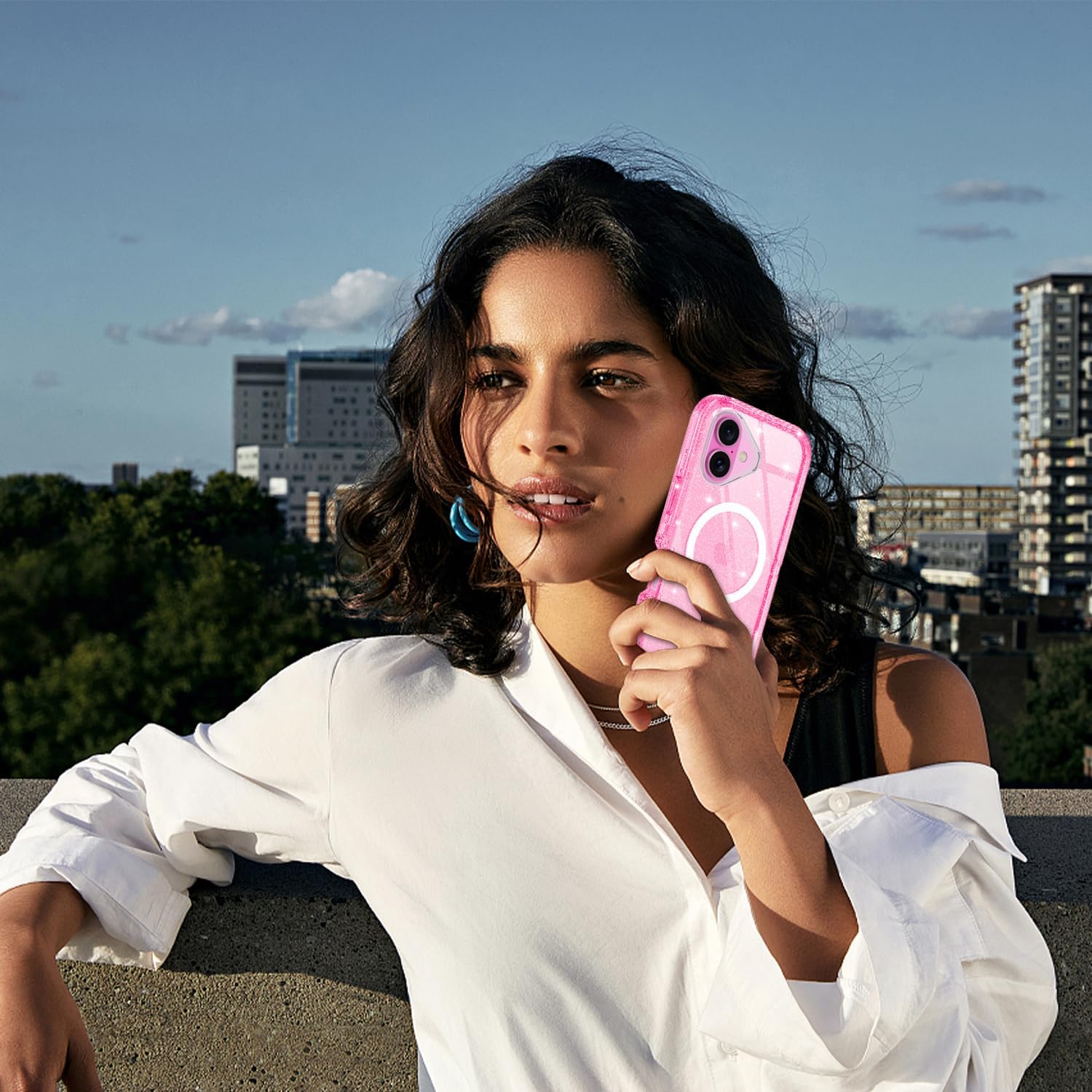 I-HONVA for iPhone 16 Case Clear [Non Yellowing] [Compatible with MagSafe] Shockproof 3-Layer Full Body Protection Rugged Heavy Duty Cover Case for Apple iPhone 16 6.1",Clear Pink Glitter - Image 7