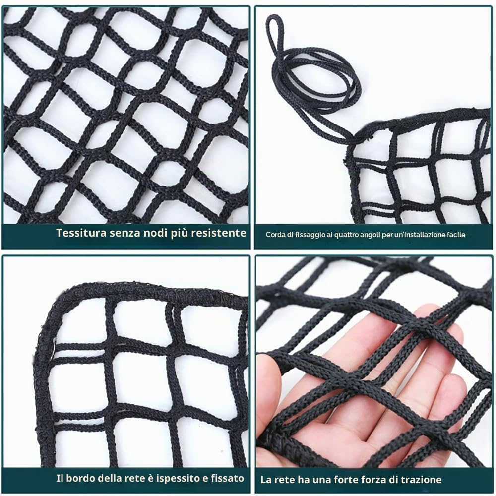 Reti Anticaduta,Rete da arrampicata per bambini all'aperto,corda spessa 4mm,fori da 4cm,per Rete Anticaduta da Esterno, Parco Giochi, Esterno ed Interno (Nero, 2 * 3)