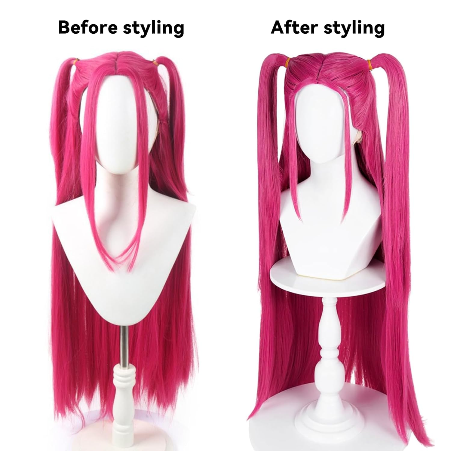 Vibrant Hot Pink Long Straight Wig with Hair Net, 39 Inch Cosplay Wigs for Women, Anime Halloween Costume Wig - Image 4