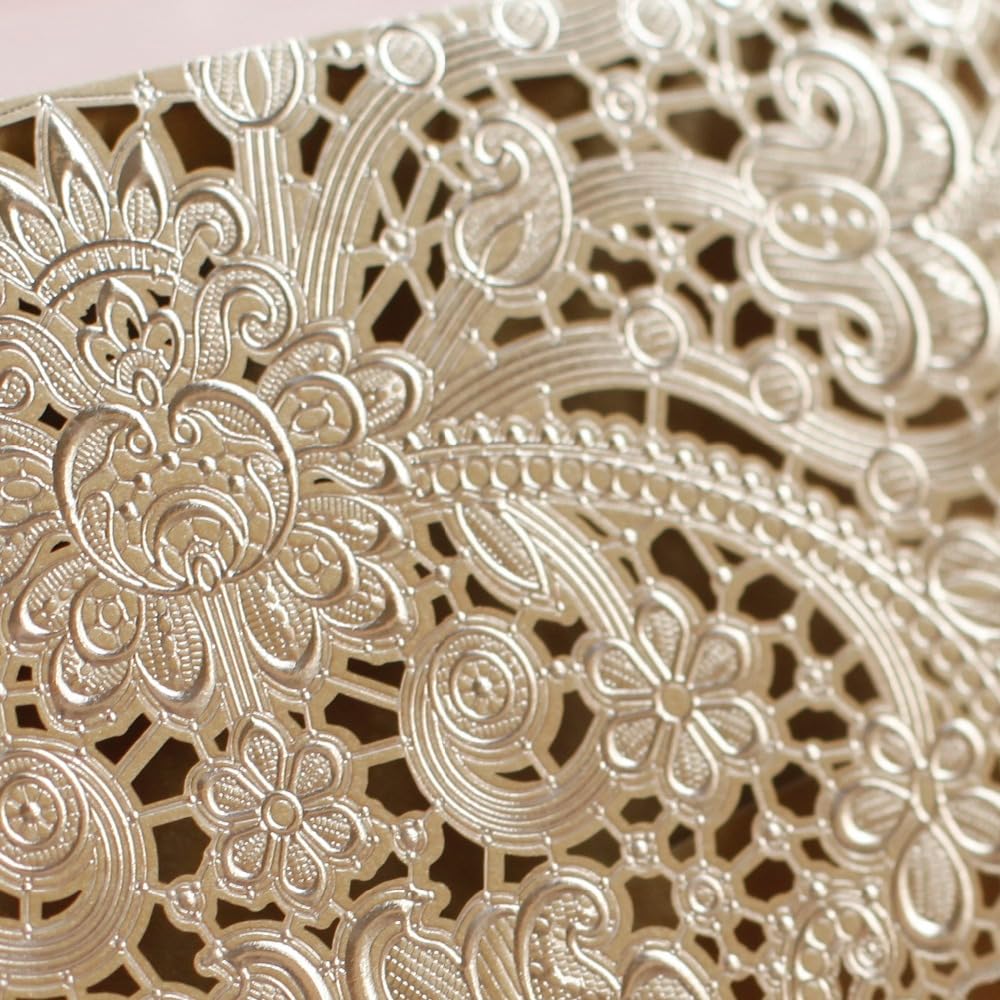 Faire Part De Mariage Cartes de mariage roses/rouges/dorées for les invités avec carte-cadeau imprimée gratuite Cartes d'invitation de mariage élégantes en papier 50 pièces Faire Part Mariage(Pink)