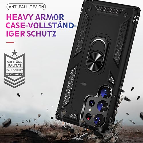 Miniatura 2 de Funda resistente para Samsung Galaxy S25 Ultra con anillo de metal soporte magnético, grado militar, a prueba de golpes, funda protectora resistente