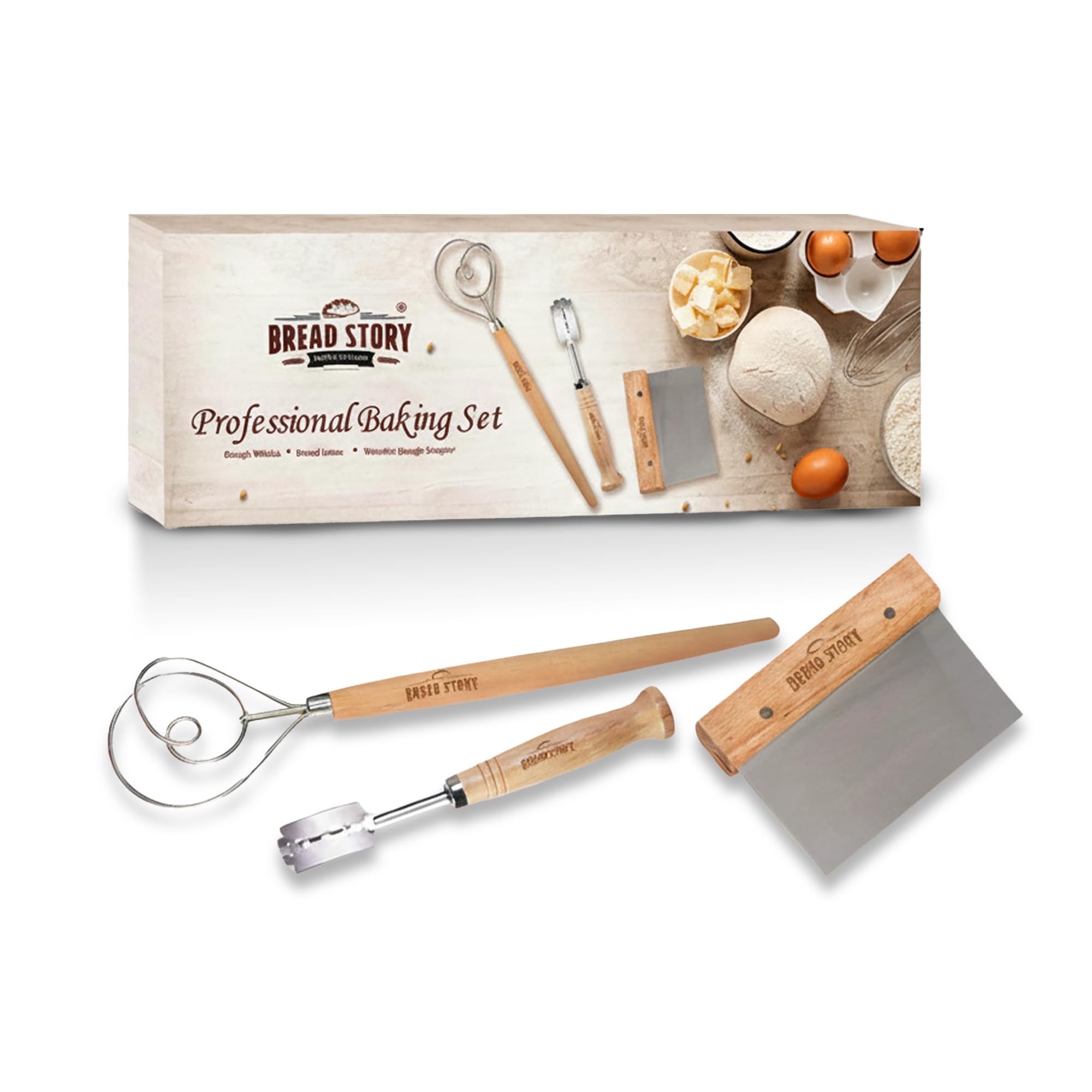Danish Dough Whisk With Sourdough Scoring Tool, Bread Making Tools Baking Supplies - View #3