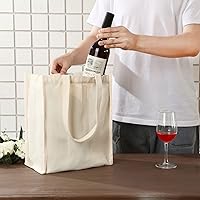 Vista 4 de Berlune 3 piezas de bolsa de vino reutilizable de 6 botellas con divisor de lona, lavable, portátil, bolsa de transporte de vino resistente