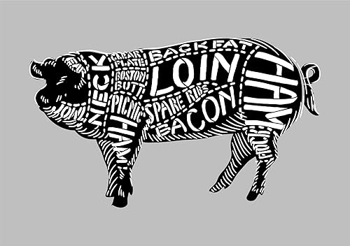 Miniatura 2 de StudioR12 - Plantilla de recortes de cerdo  3 partes  Plantilla Mylar reutilizable  Uso para pintar carteles de madera  Palets  Carnicería