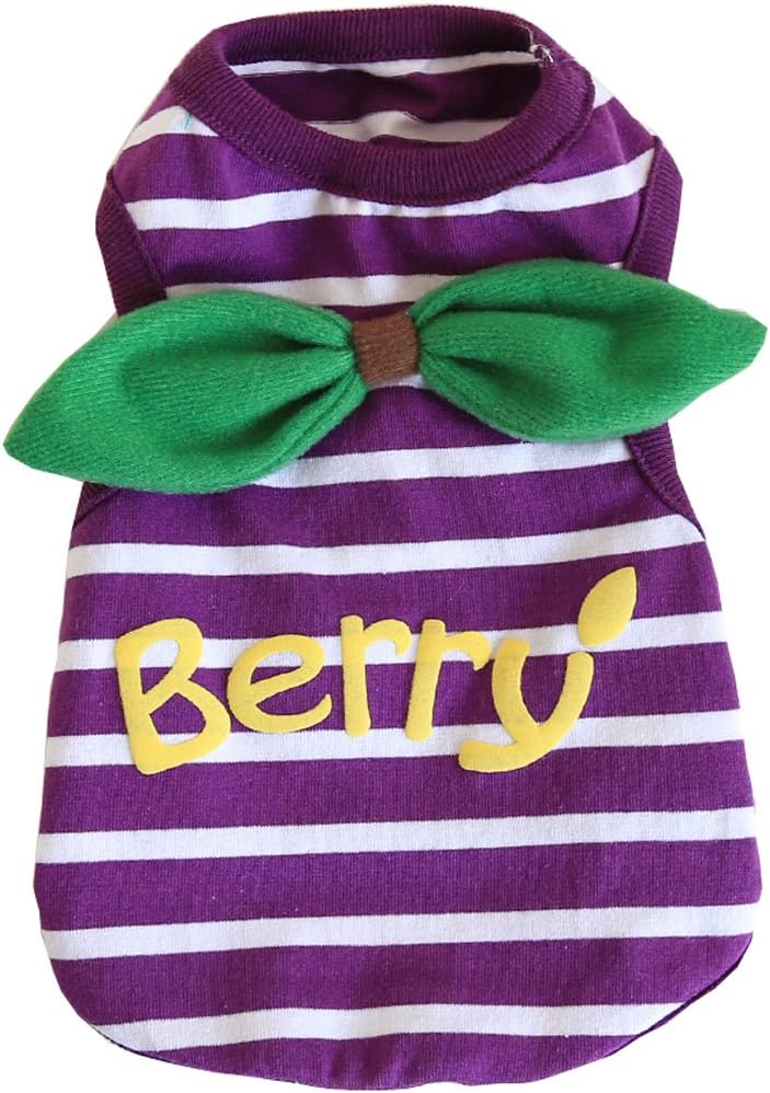BBEART Pet Clothes, Small Dog Clothes Cat Clothes Lovely Fruit Pet Shirts Soft Cotton Bow Tie Vest T Shirt Dog Clothes for Small Dogs…