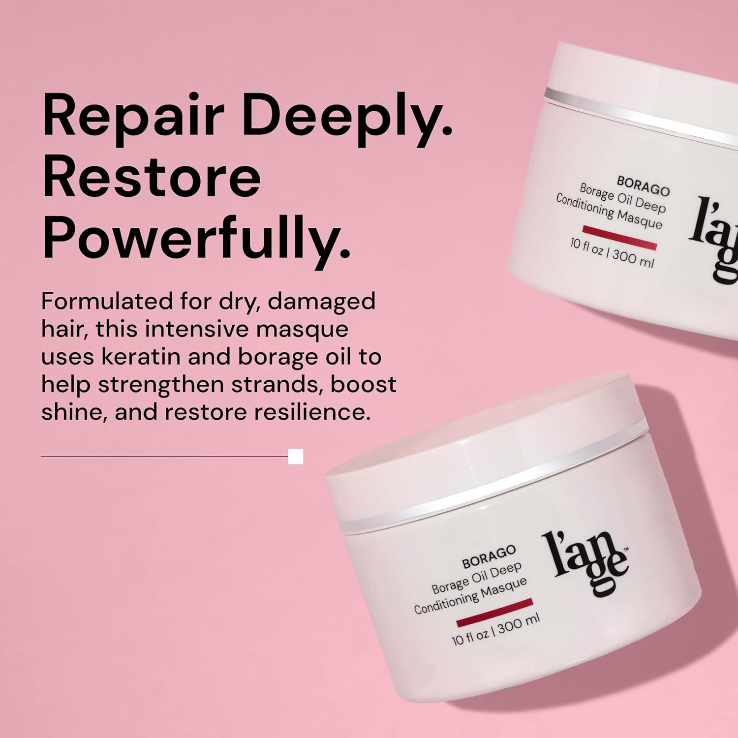 Borago Deep Conditioning Hair Mask for Damaged Hair | Hydrating & Moisturizing Deep Conditioner Mask | Borage Oil & Keratin Hair Treatment | Soft, Shiny & Frizz-Free | Sulfate & Paraben Free | 10 oz - Image 3