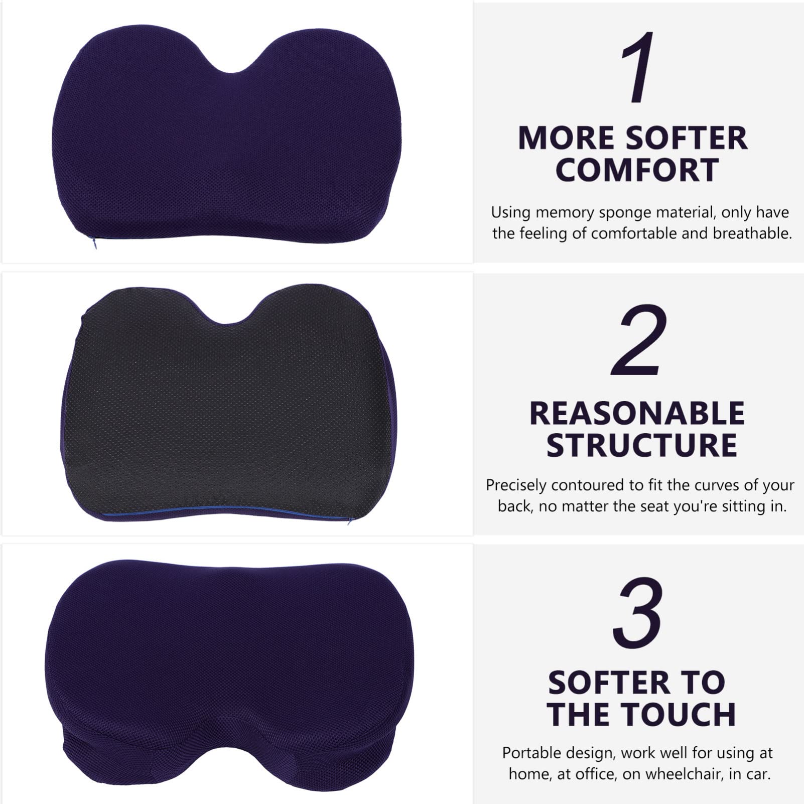 Alipis Coussin de Siège Confort en Mousse à Mémoire, Soutien Précis Fesses, Design Portable, Maison Bureau