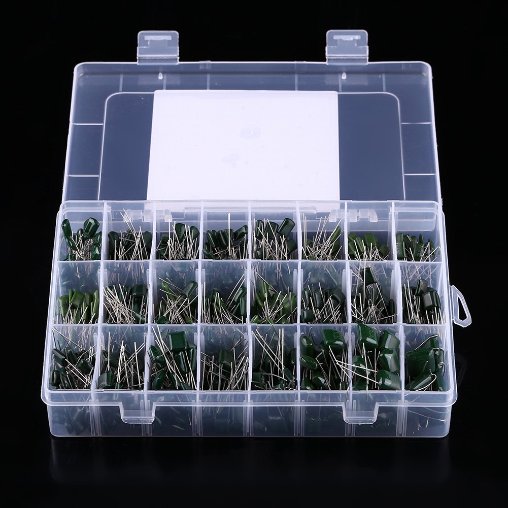 Oumefar 660pcs 24Value 100V Metallized Polyester Film Paper Capacitors Kit 0.22nF to 470nF Polypropylene Film Capacitors Kit for Electric Circuits etc
