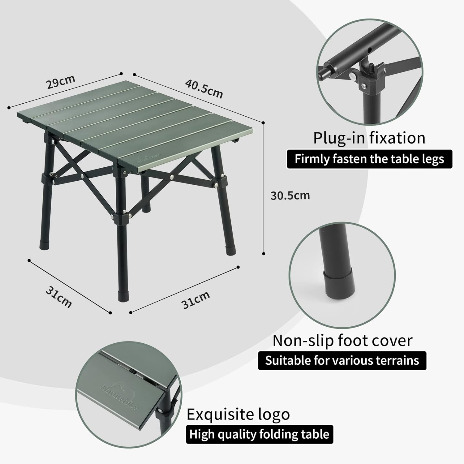 Naturehike asztal összecsukott állapotban kompakt méretben