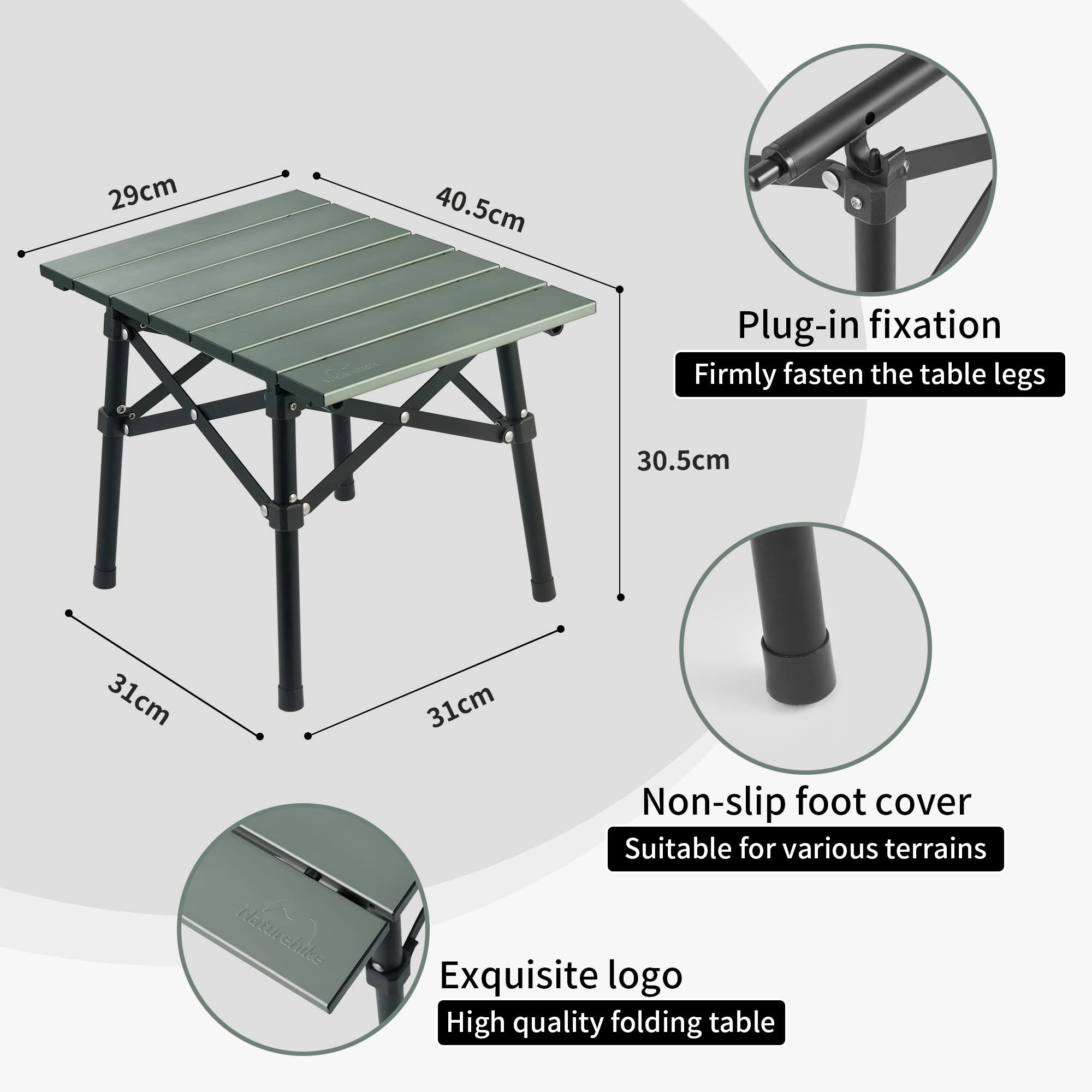 Naturehike Campingtisch Klapptisch aus Aluminium Tragbarer Klappstuhl Ultraleicht Camping Tisch Klein Tisch zum Garten Wandern Camping
