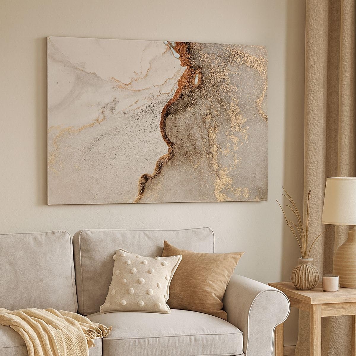 ARTTOR Lienzo Decorativo 120x80cm Moderno Horizontal Abstracto - 4778 | Piedra Arena Abstracción Cuadro sobre Lienzo Grande Arte mural Decoración del Hogar Salón Dormitorio Oficina Cuadros de Pared