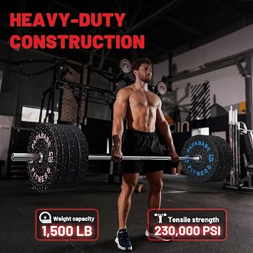 PAPABABE 7FT Olympic Barbell 45 lb Barbell 2 INCH 1000lbs/1500lbs Capacity Olympic Bar with Moderate Knurling For Squats Curls Deadlifts
