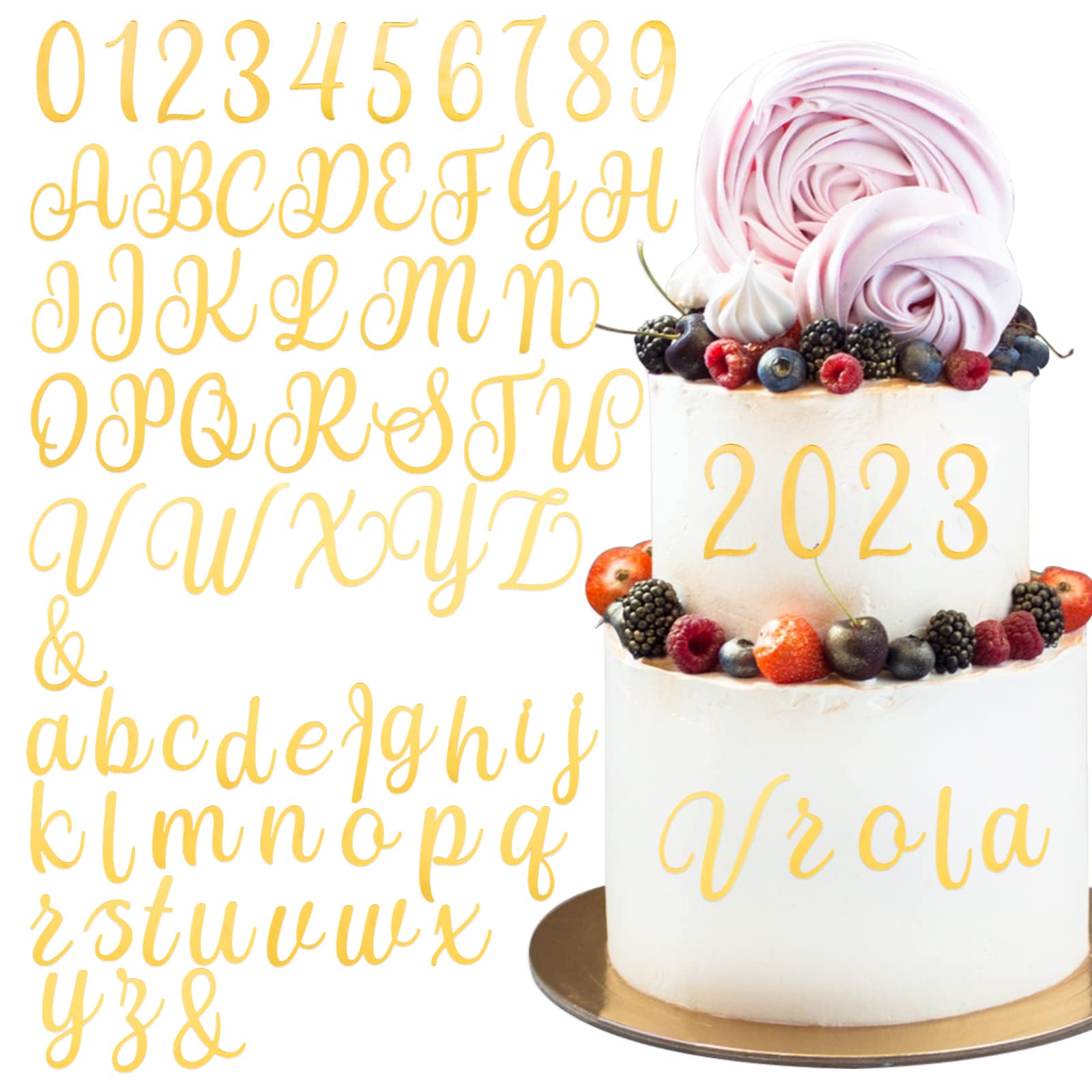 54 Lettres Alphabet En Acrylique Or Miroir - Décorations Gâteau Anniversaire, Mariage - 2 Ensembles A-Z