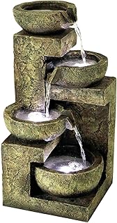 GEEZY Garden Water Feature â€“ 4 Tier Fountain with LED
