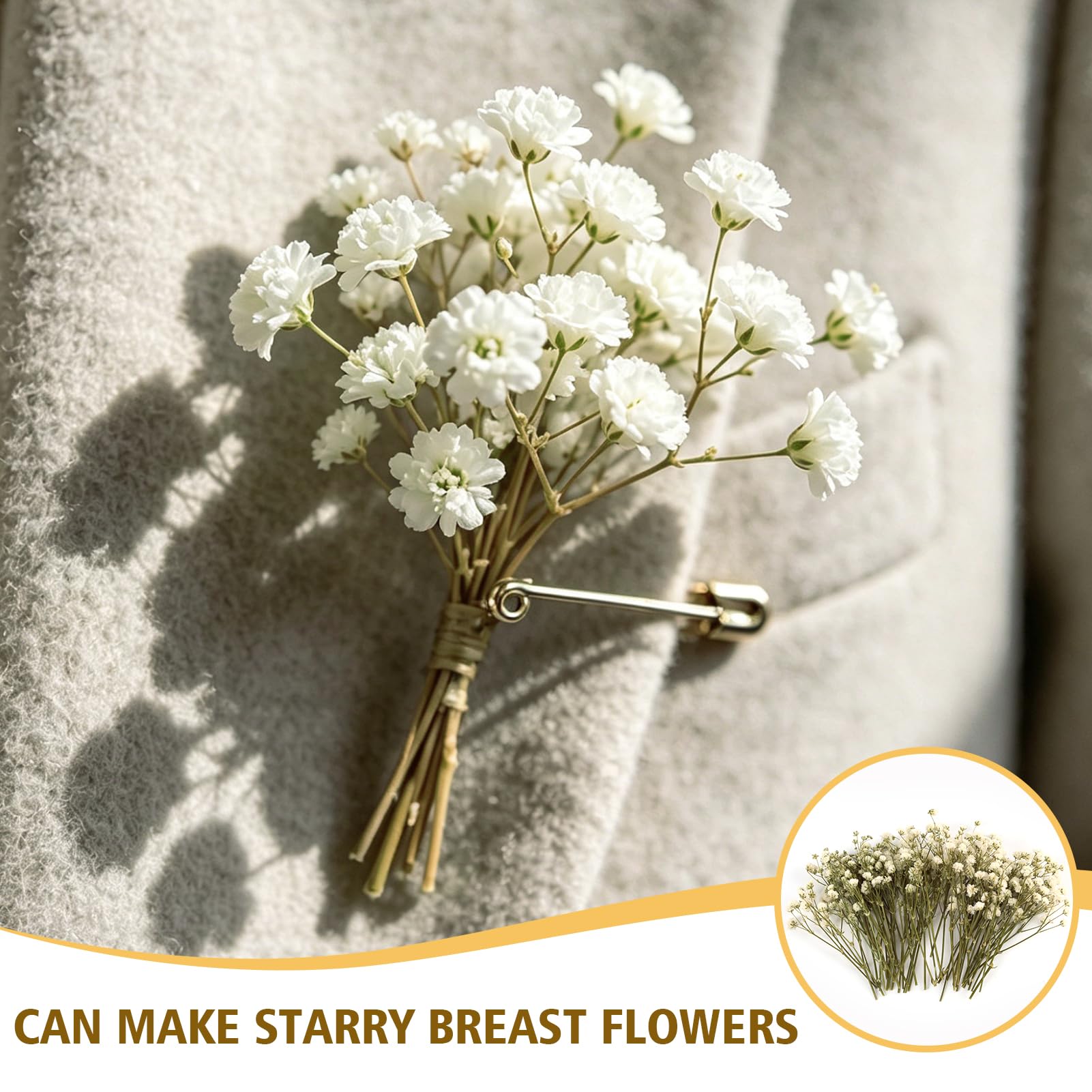 50PCS de Flores Secas Prensadas de Gypsophila Blanca Natural, Flores secas Naturales, Mini Aliento de Bebé pour Decoración de Joyería, Manualidades, Resina, Tarjetas de Bodas, Elegancia Duradera