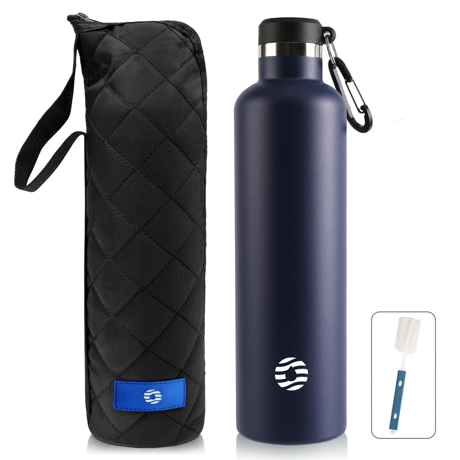 FEIJIAN Borraccia Termica in Acciaio Inox 750ml/1L + Zaino, Facile da pulire, Bottiglia Termica Senza Perdite - Senza BPA Borracce, per Scuola, Sport, Campeggio, Yoga, Palestra