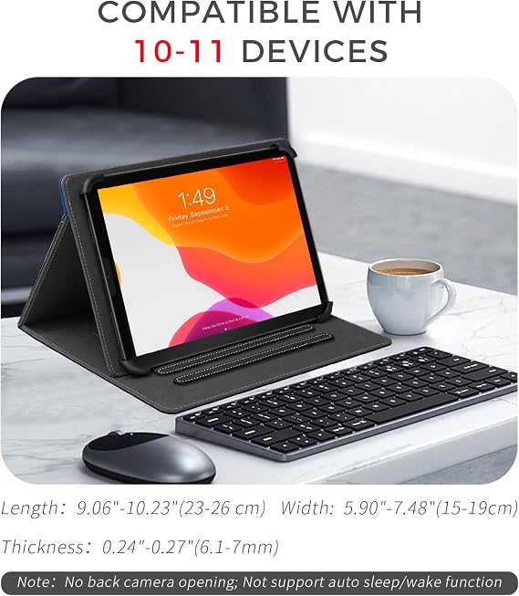 ZenRich Android Tablet Case for 10.1 inch,Universal Tablet Case Cover | Touchscreen Tablet 10-11 with Multiple Viewing Angles/Hand Strap/Pen Holder/Adjustable Fixing Silicon Band,Blue